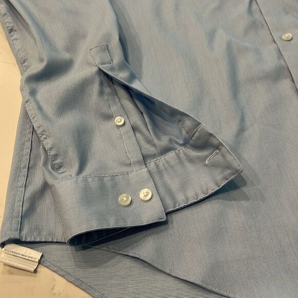 Men's Calvin Klein Slim Fit Performance Non-iron LS Blue Dress Shirt - Picture 6 of 9